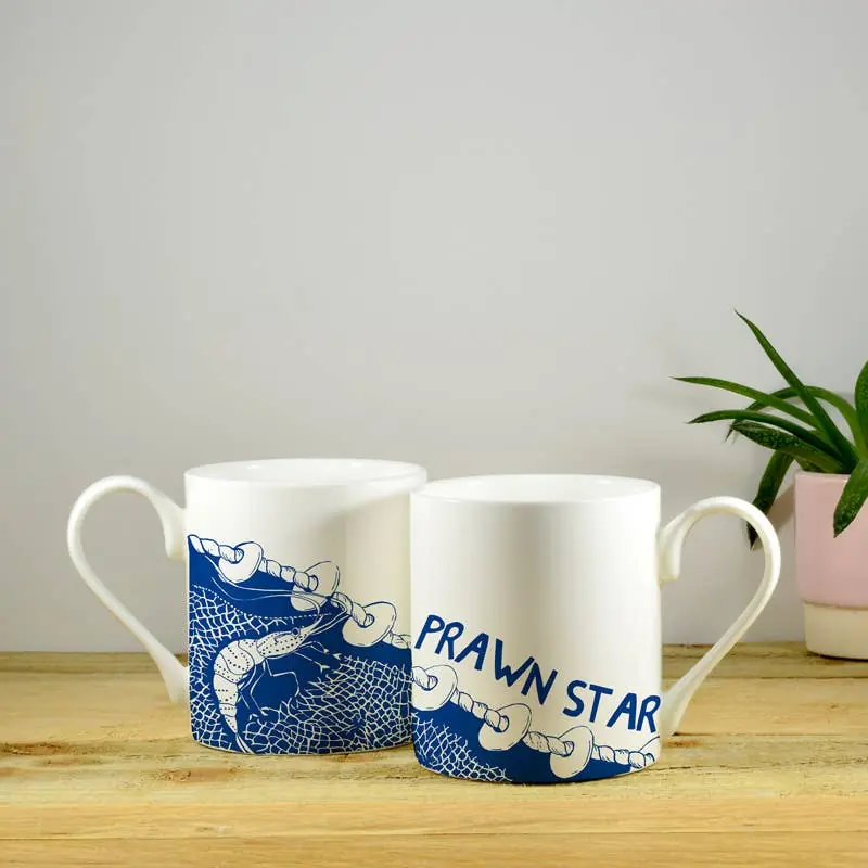 Prawn Star Hand Decorated Bone China Mug - Port and Lemon
