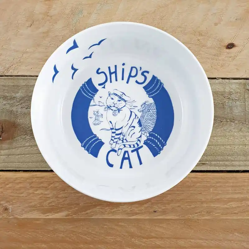 Ship’s Cat Hand Decorated Cat Bowl - Port and Lemon