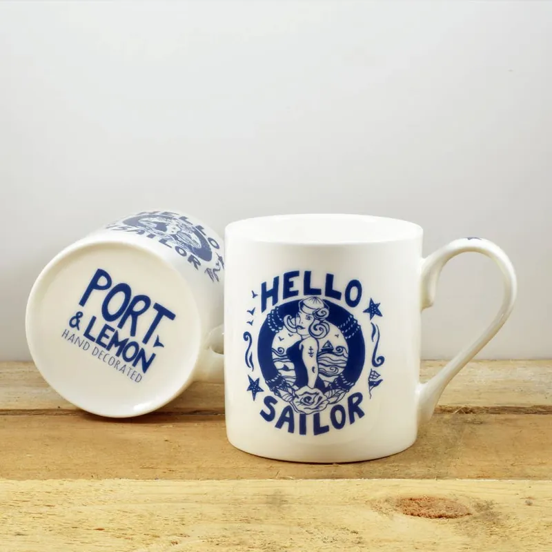 Hello Sailor Hand Decorated Bone China Mug - Port and Lemon