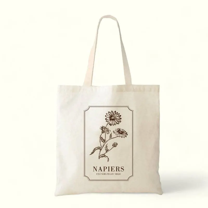 Napiers Printed Tote Bag - Botanical Design: Botanical Illustration - Pomegranate