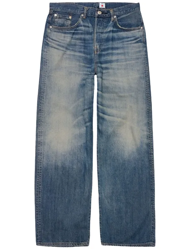 Wide Red Selvedge Jeans - Blue, Dark Used Wash