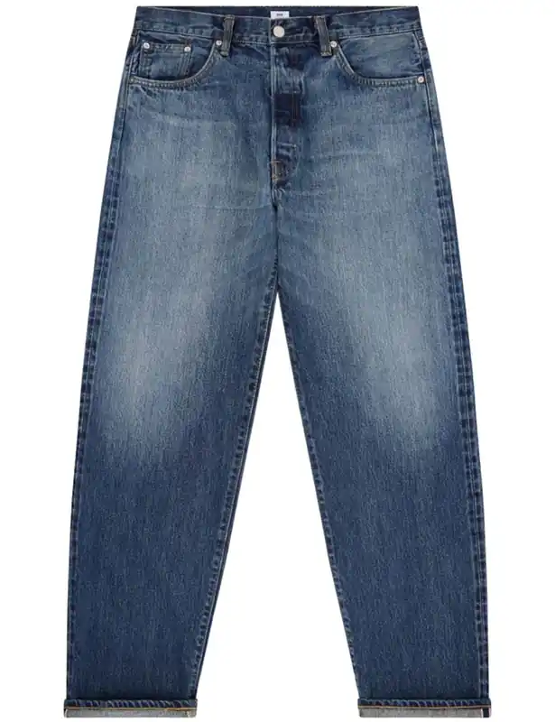 Loose Red Selvedge Jeans - Blue, Dark Used Wash