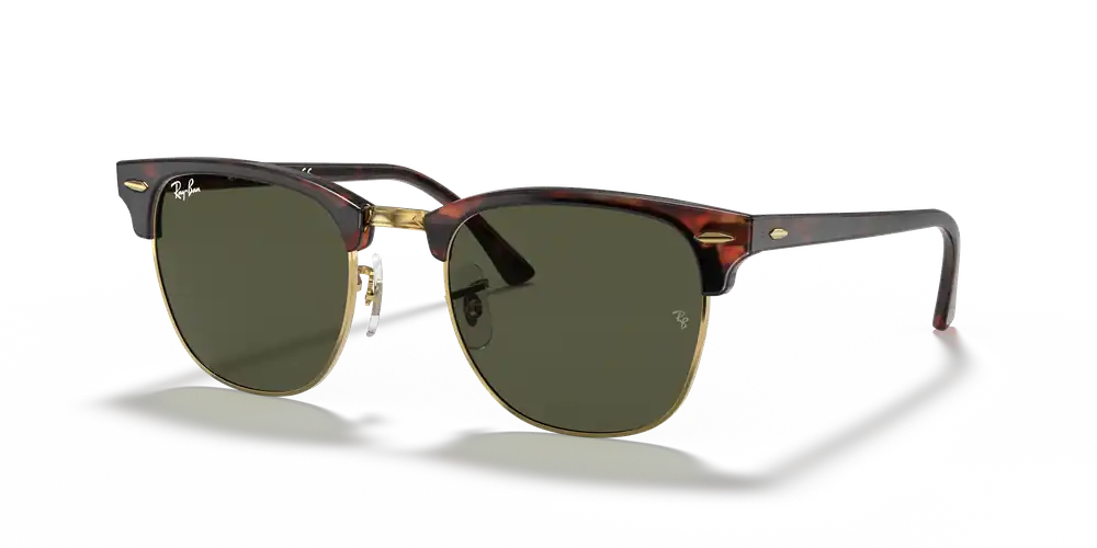 Clubmaster Classic Sunglasses - Polished Tortoise On Gold/G-15 Green