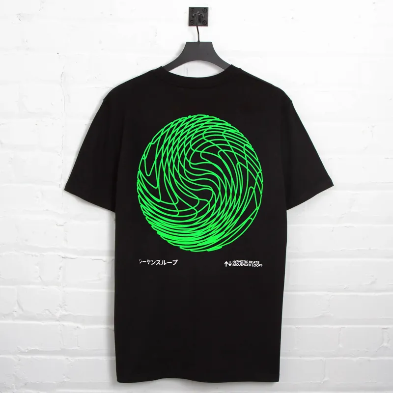 Green Sequence Sphere Back Print - Tshirt - Black
