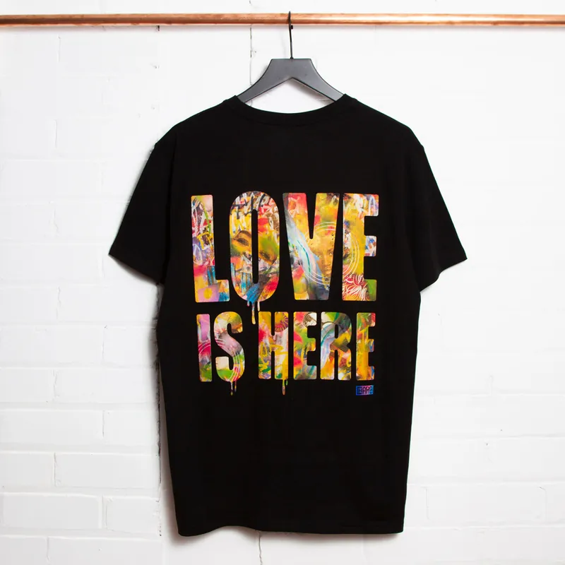 Love Is Here Back Print - Tshirt - Black