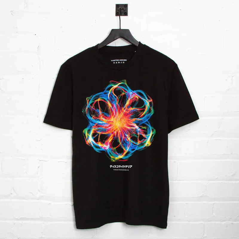016 Disco Psychedelia Front Print - Tshirt - Black