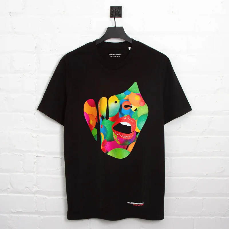 Droplet Face 008 - Tshirt - Black