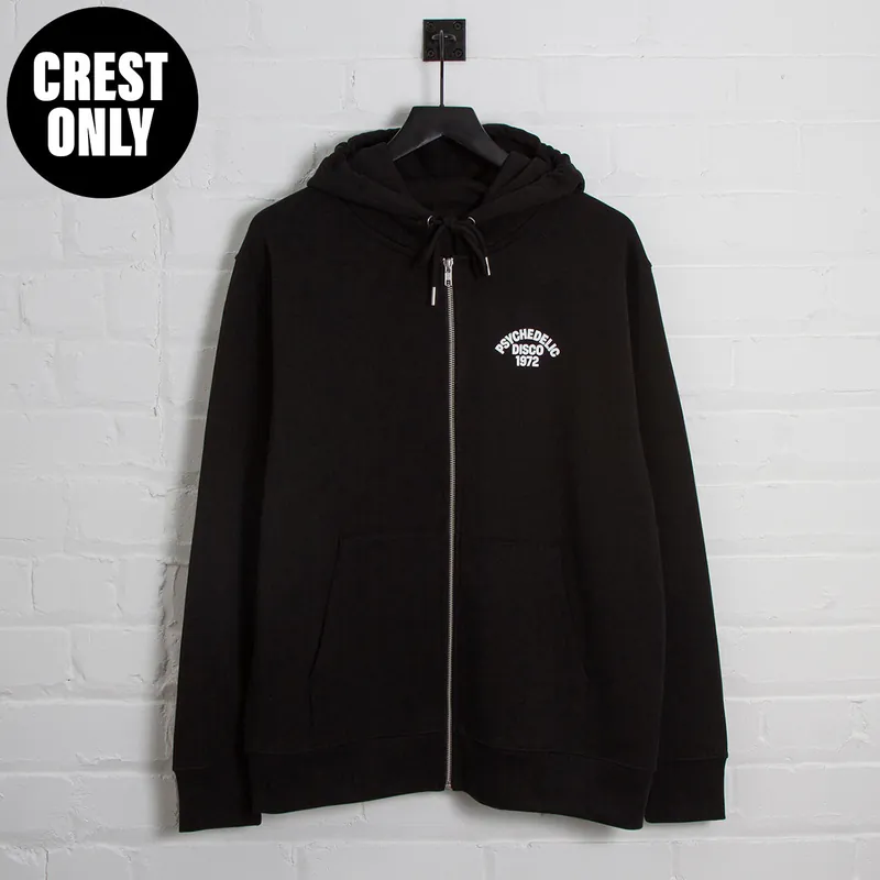 1972 Psychedelic Disco Crest - Zipped Hood - Black