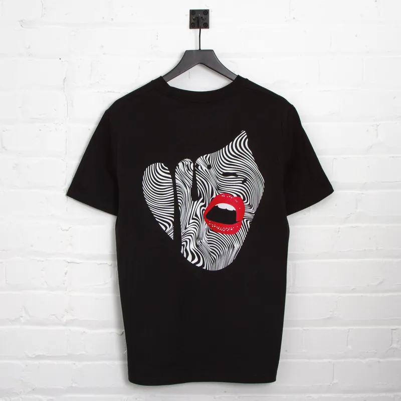 Droplet Face 015 Back Print - Tshirt - Black