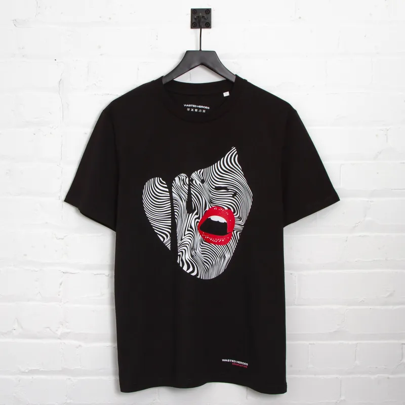 Droplet Face 015 Front Print - Tshirt - Black