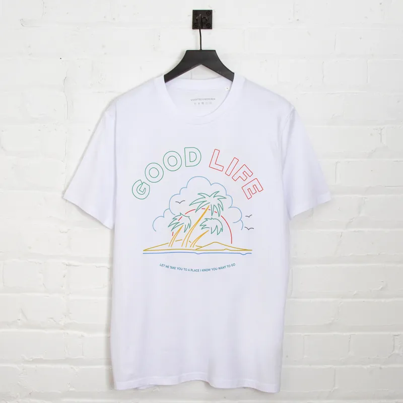 Neon Good Life Front Print - Tshirt - White