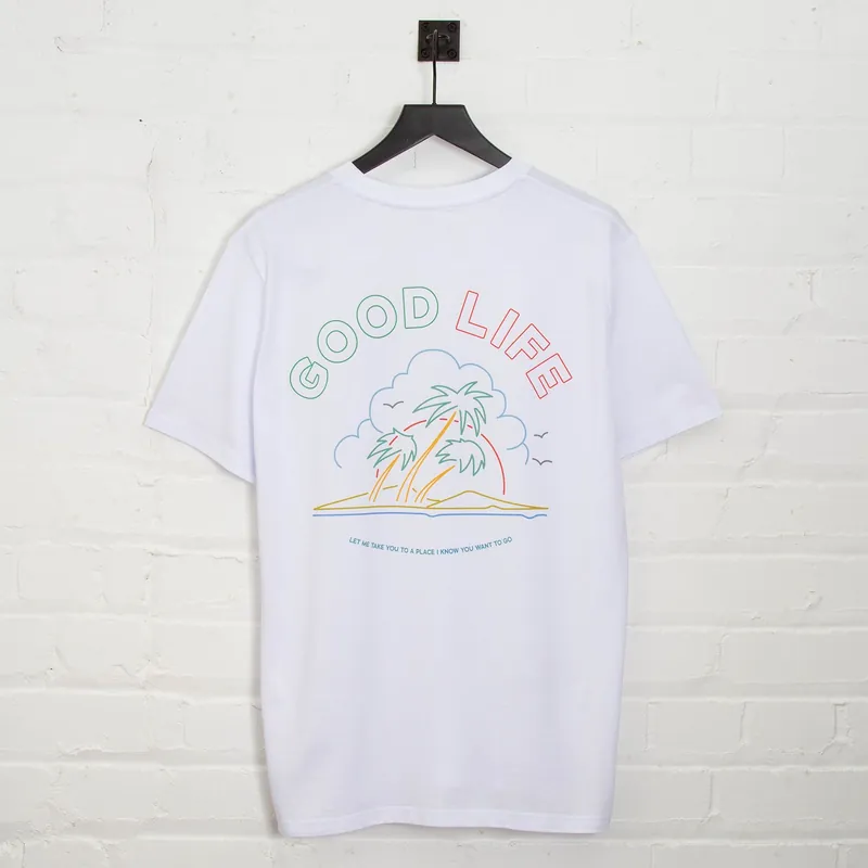 Neon Good Life Back Print - Tshirt - White