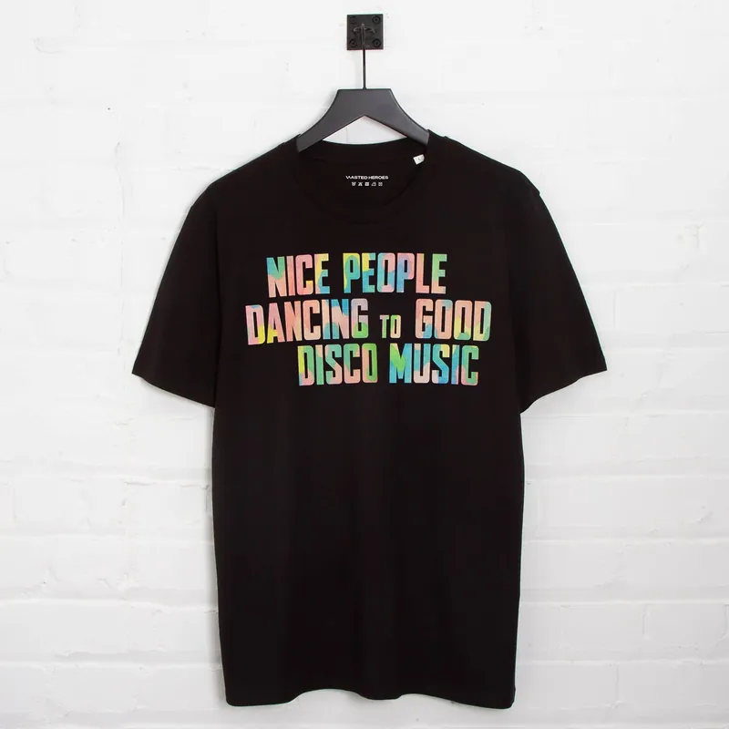 Disco People Pastel Camo Front Print - Tshirt - Black