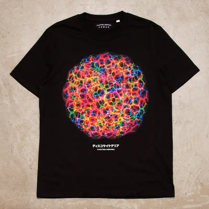 048 Disco Psychedelia Front Print - Tshirt - Black