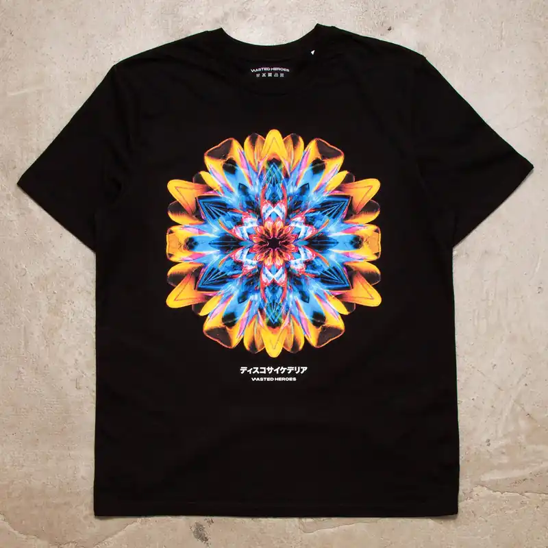 050 Disco Psychedelia Front Print - Tshirt - Black