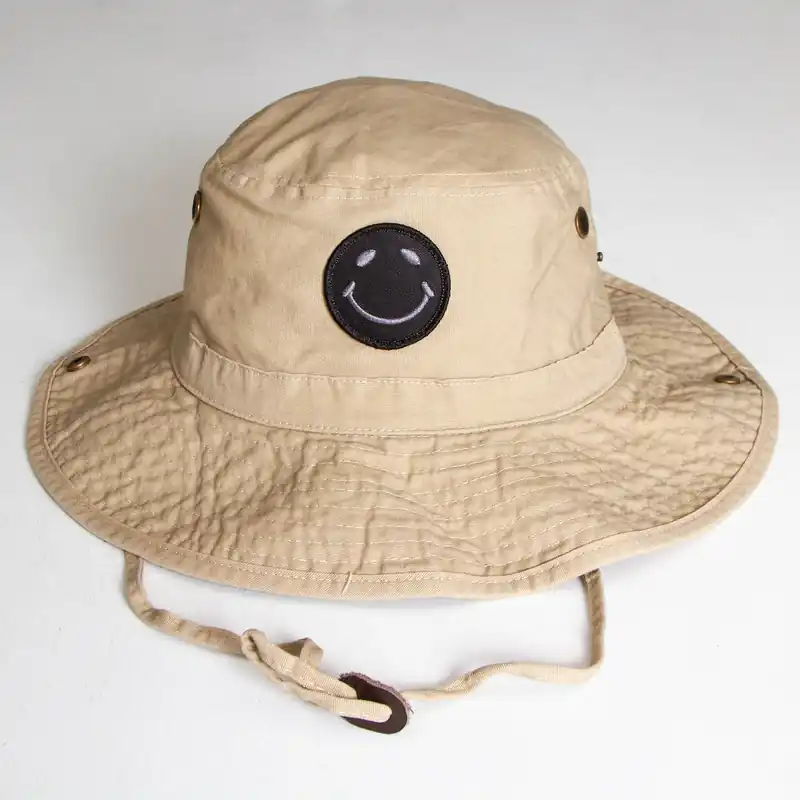 BB Smiley - Draw String Bucket Hat - Sand