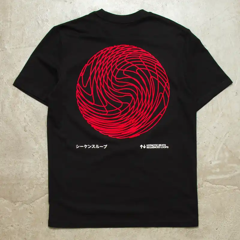 Red Sequence Sphere Back Print - Tshirt - Black