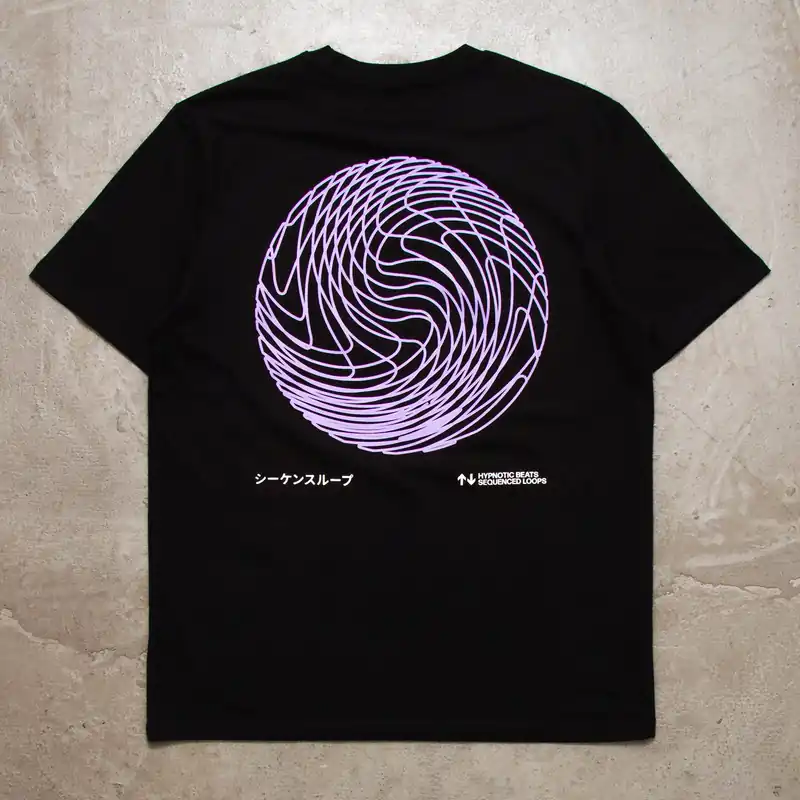 Purple Sequence Sphere Back Print - Tshirt - Black