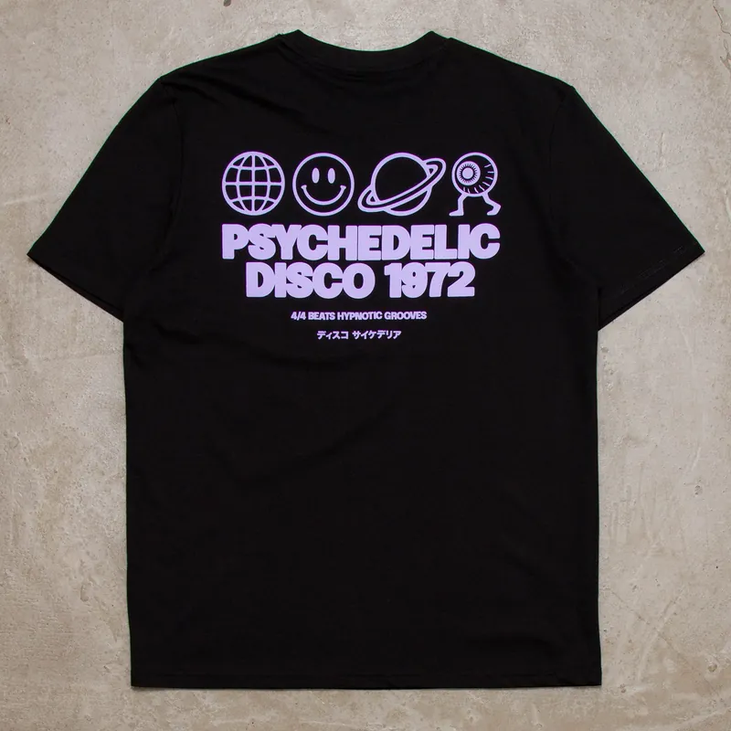 Elements Purple Psychedelic Disco 1972 Back Print - Tshirt - Black