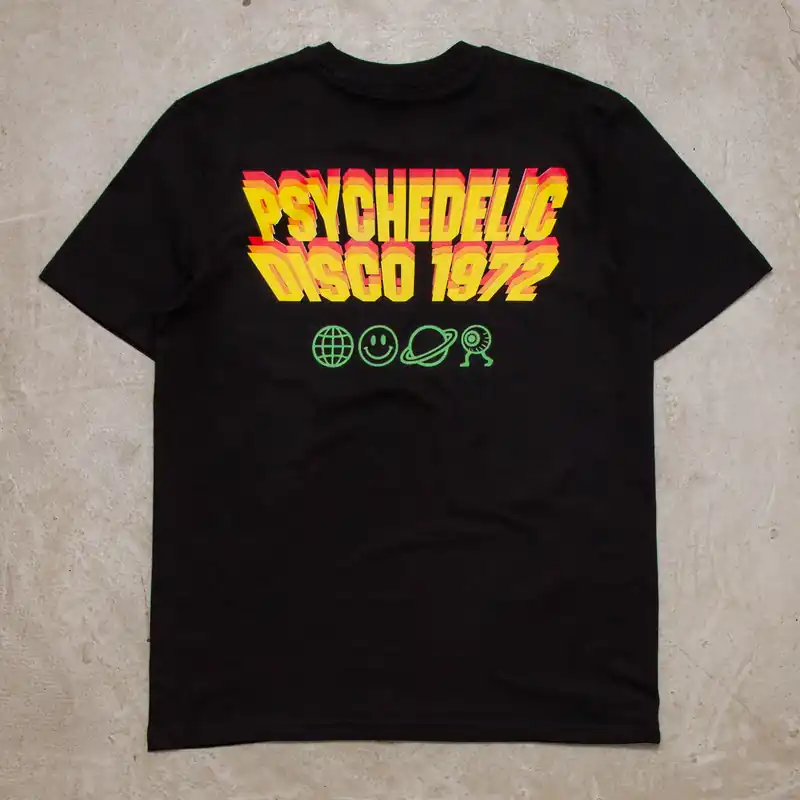 Invader Psychedelic Disco 1972 Back Print - Tshirt - Black
