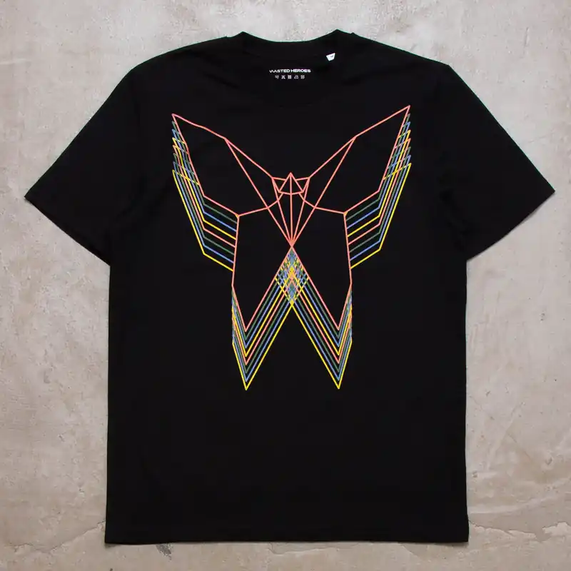 Trails Origami Butterfly Front Print - Tshirt - Black
