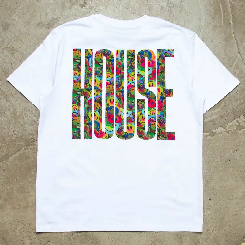 Smiley Higher House Back Print - Tshirt - White