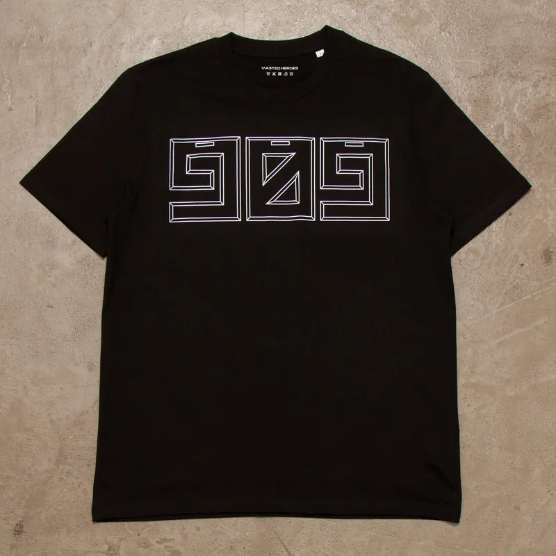 909 White Horizontal Front Print - Tshirt - Black