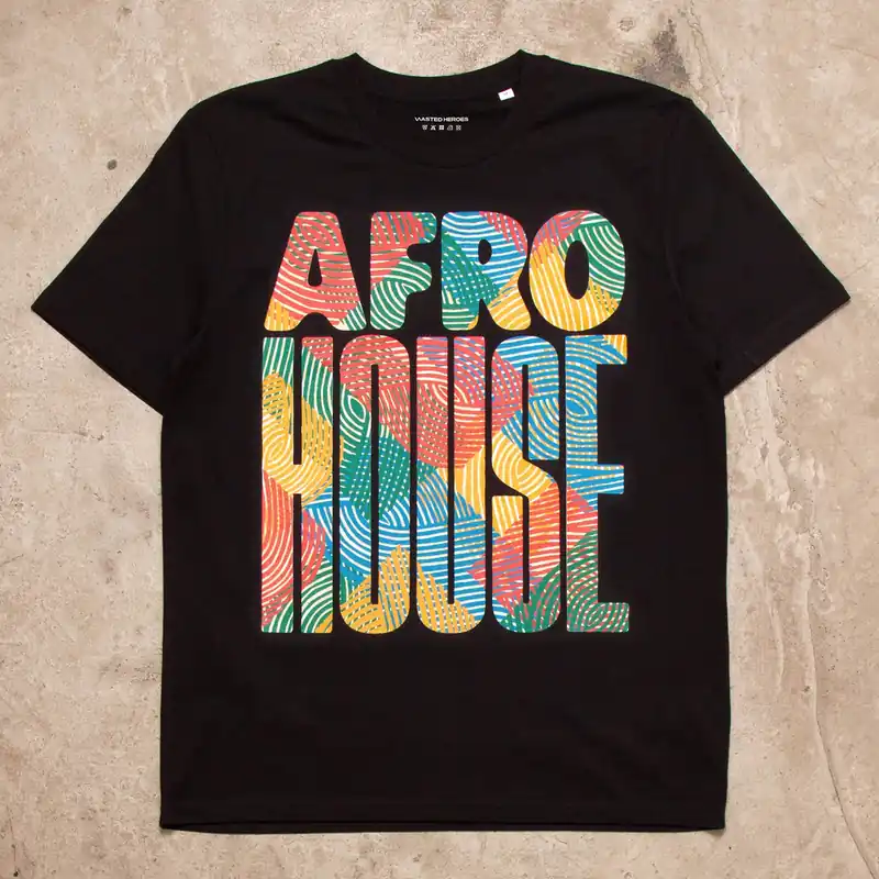 Afro House Colours Front Print - Tshirt - Black