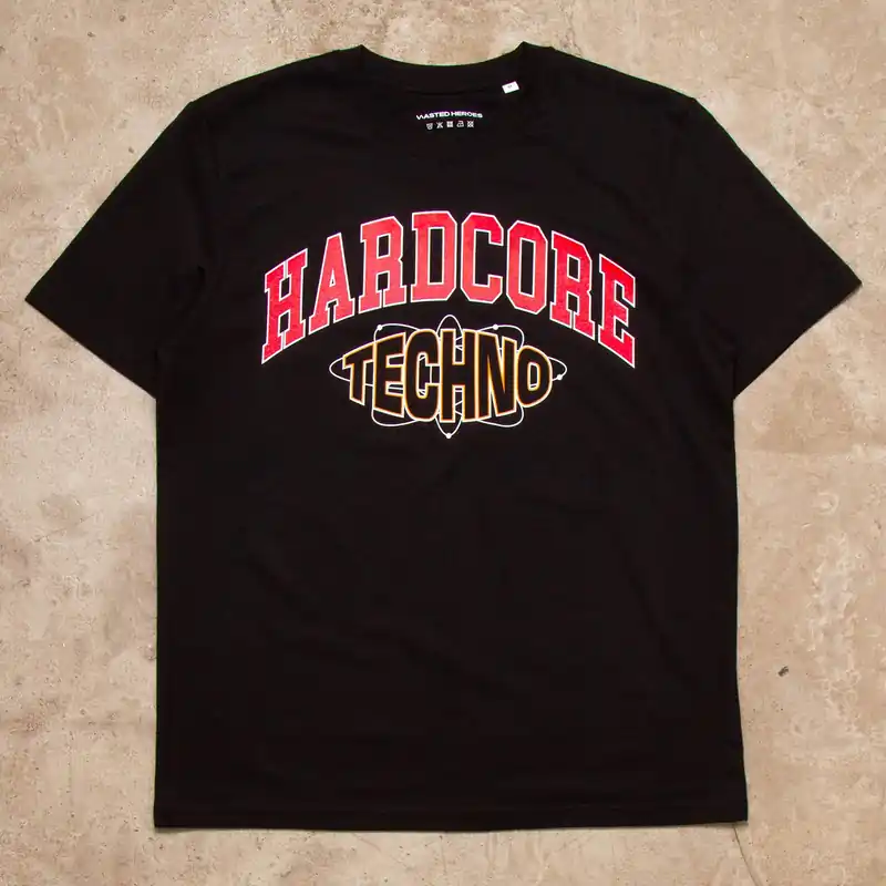 Varsity Techno Hardcore Front Print - Tshirt - Black