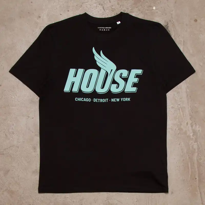 Green Peak House Front Print - Tshirt - Black