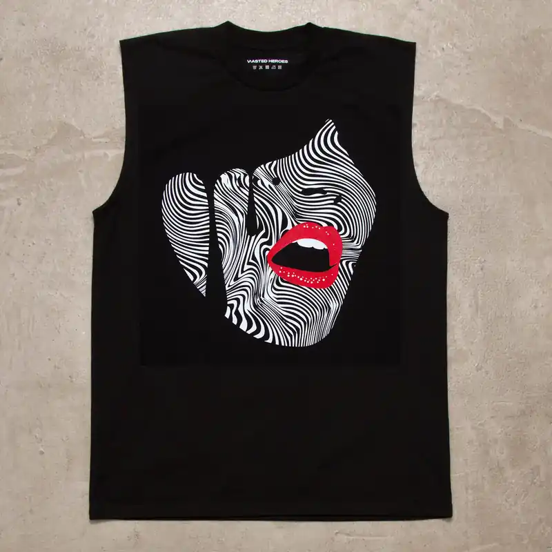 Droplet Face 015 - Tank Tshirt - Black