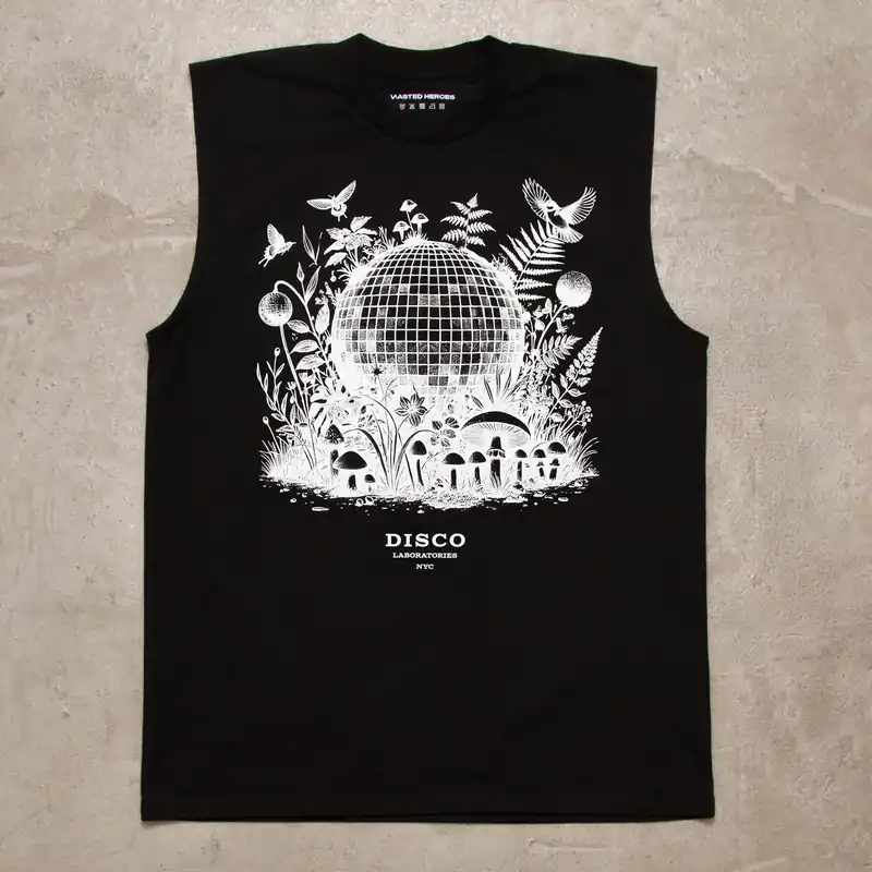 Ecology Disco Labs Front Print - Tank Tshirt - Black