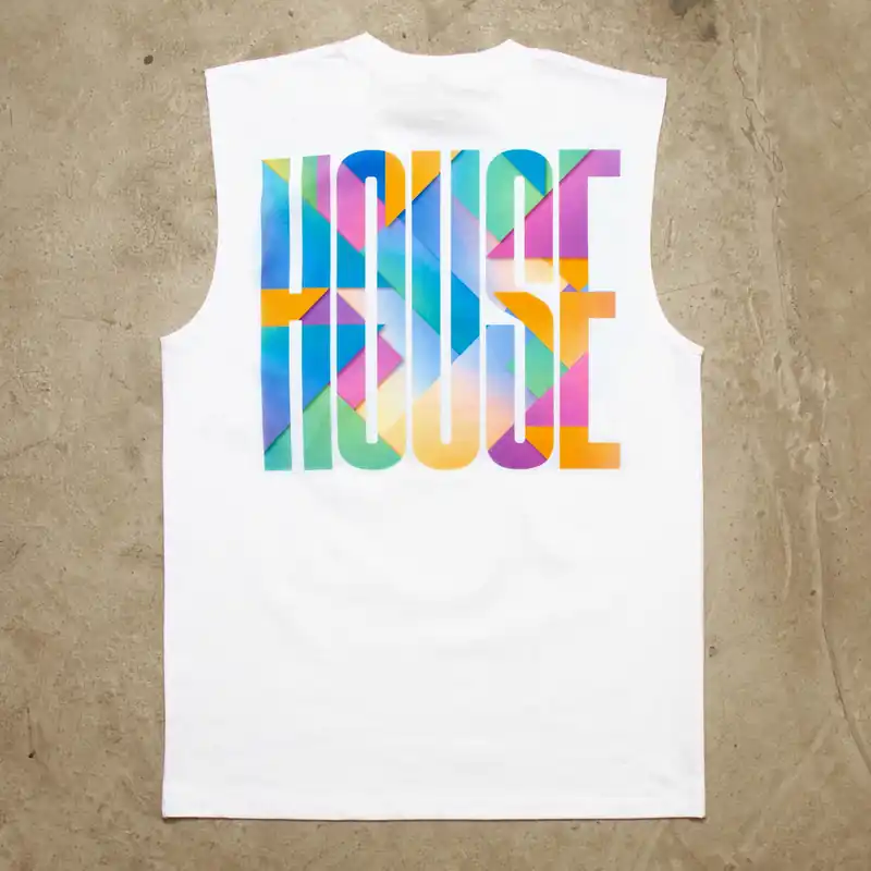 Solstice Higher House Back Print - Tank Tshirt - White