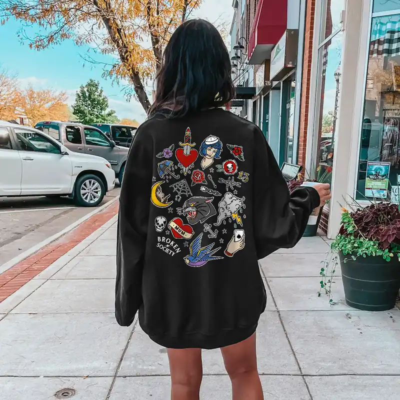 Tattoo Flash Sheet Sweatshirt (Unisex) - Broken Society UK
