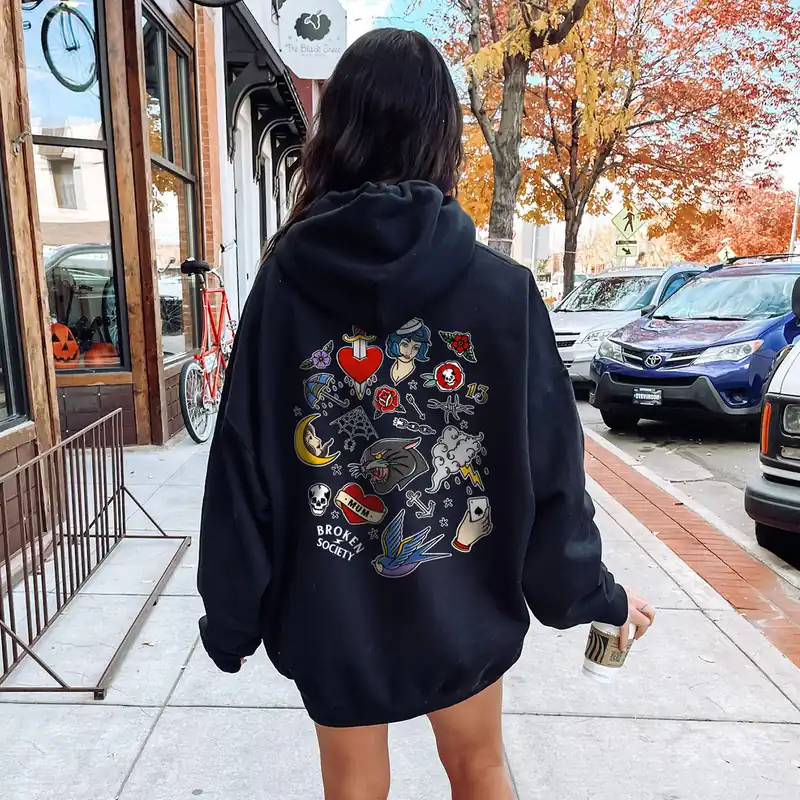 Tattoo Flash Sheet Hoodie (Unisex) - Broken Society UK