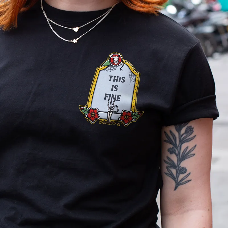 This Is Fine Front Print T-Shirt (Unisex)