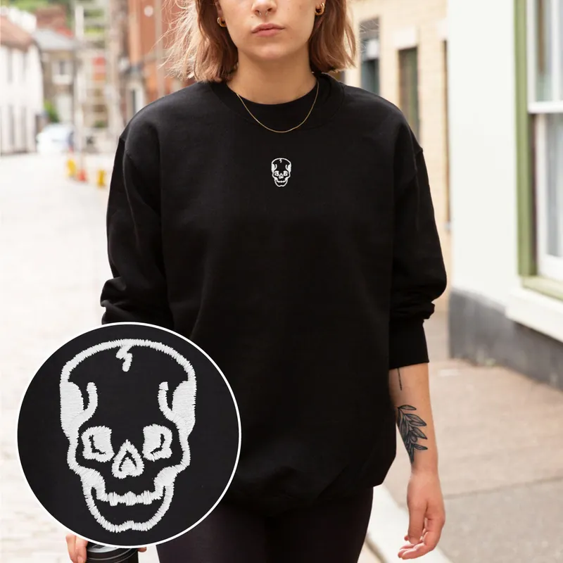 Skull Embroidered Sweatshirt (Unisex) - Broken Society UK