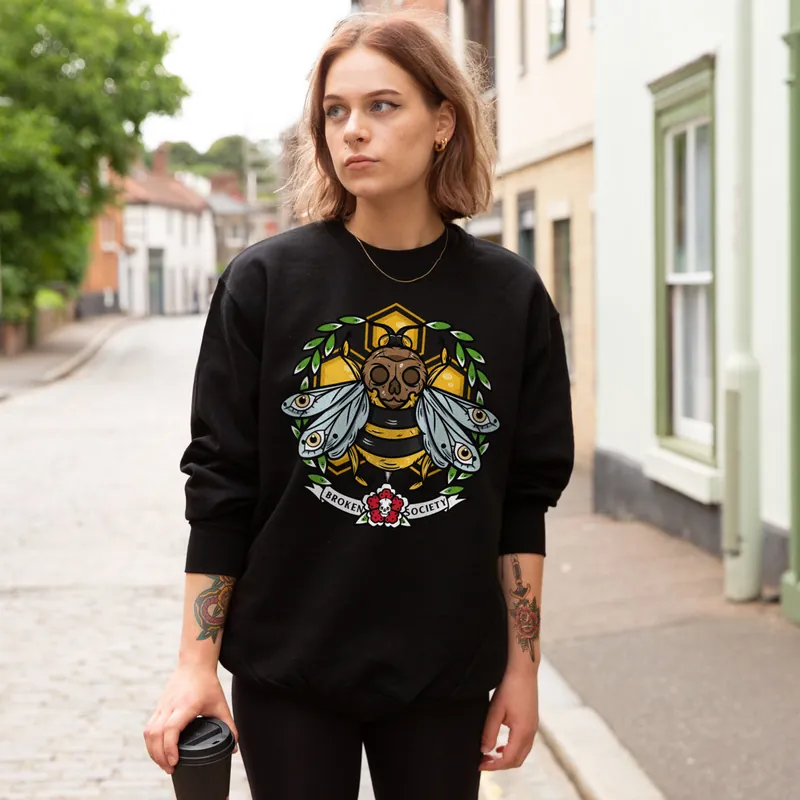 Killer Bee Front Print Sweatshirt (Unisex) - Broken Society UK