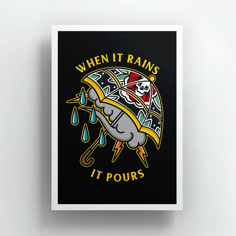When It Rains It Pours Art Print - Broken Society