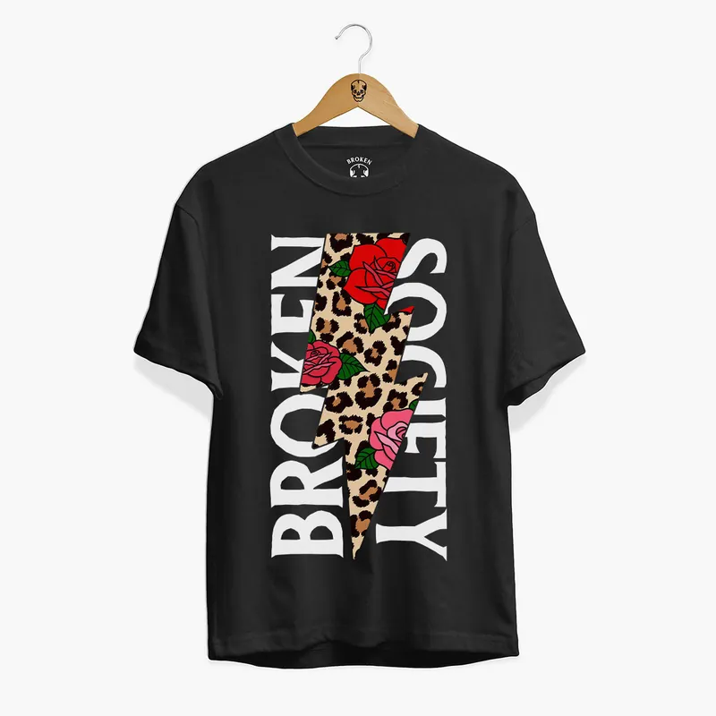 Roses And Animal Print Front Print T-Shirt (Unisex)