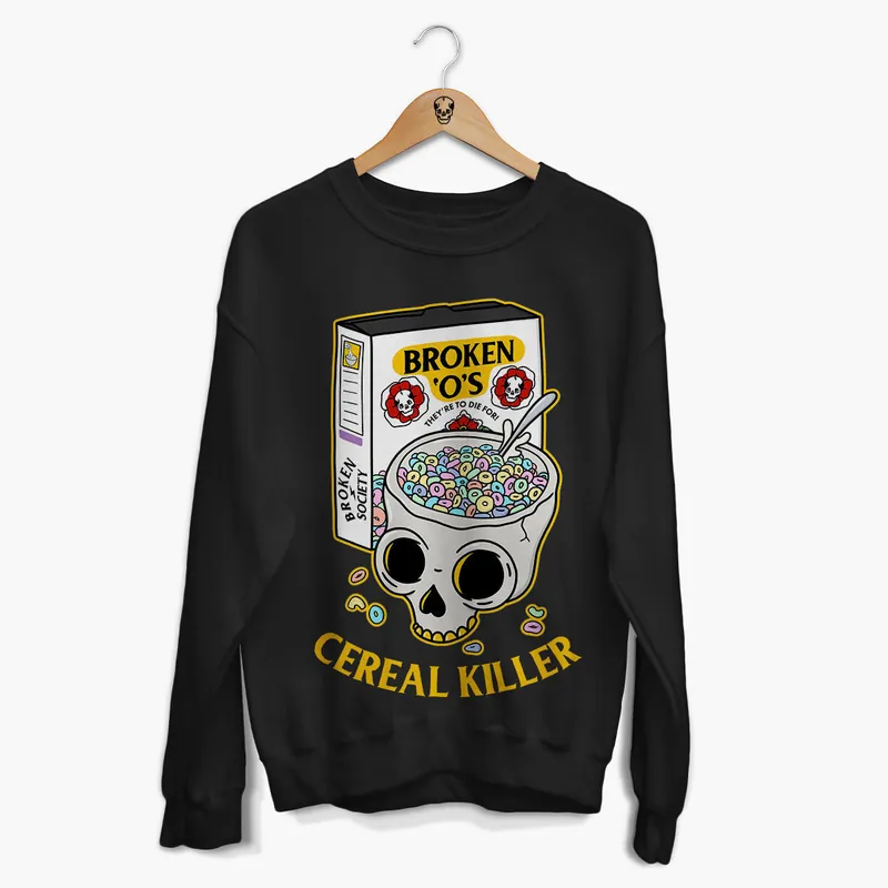 Cereal Killer Front Print Sweatshirt (Unisex) - Broken Society UK