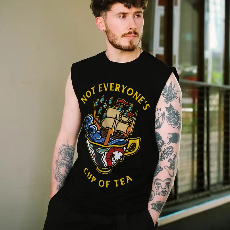 Not Everyone's Cup Of Tea Front Print Sleeveless T-Shirt (Unisex)