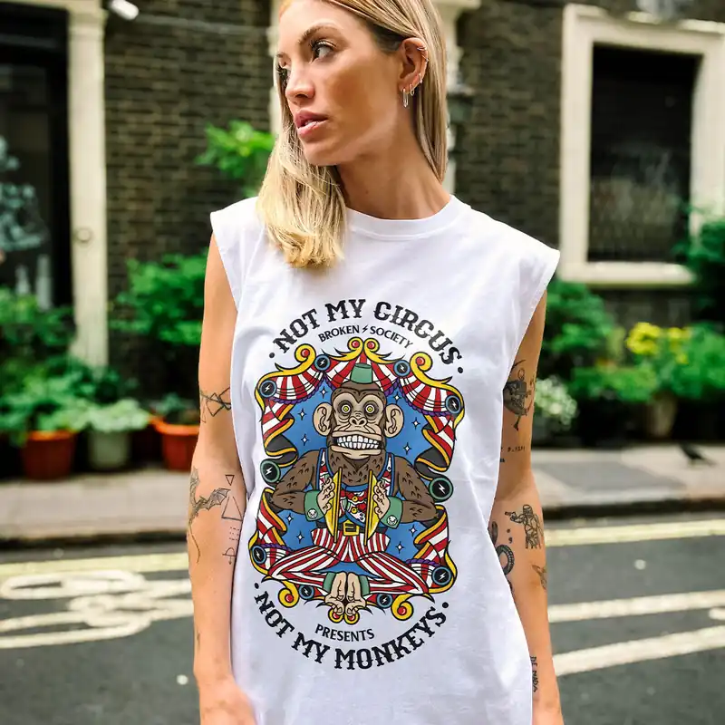 Not My Circus Front Print Sleeveless T-Shirt (Unisex)