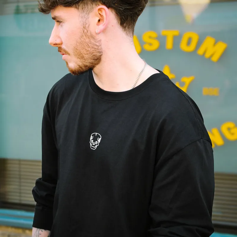 Skull Embroidered Long Sleeve T-Shirt (Unisex)