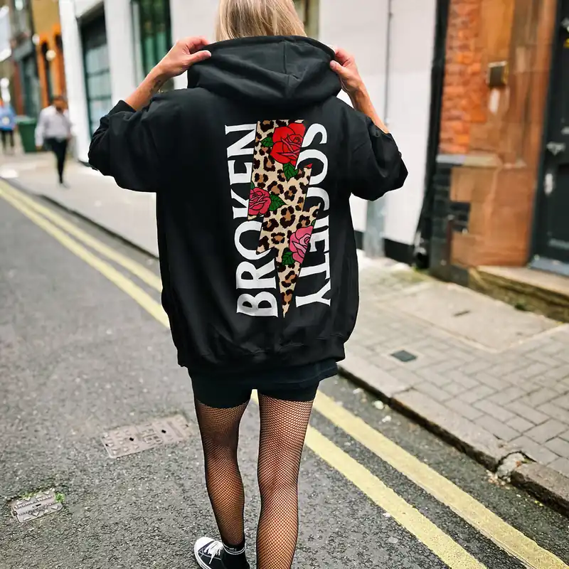 Roses And Animal Print Zip-Up Hoodie (Unisex)