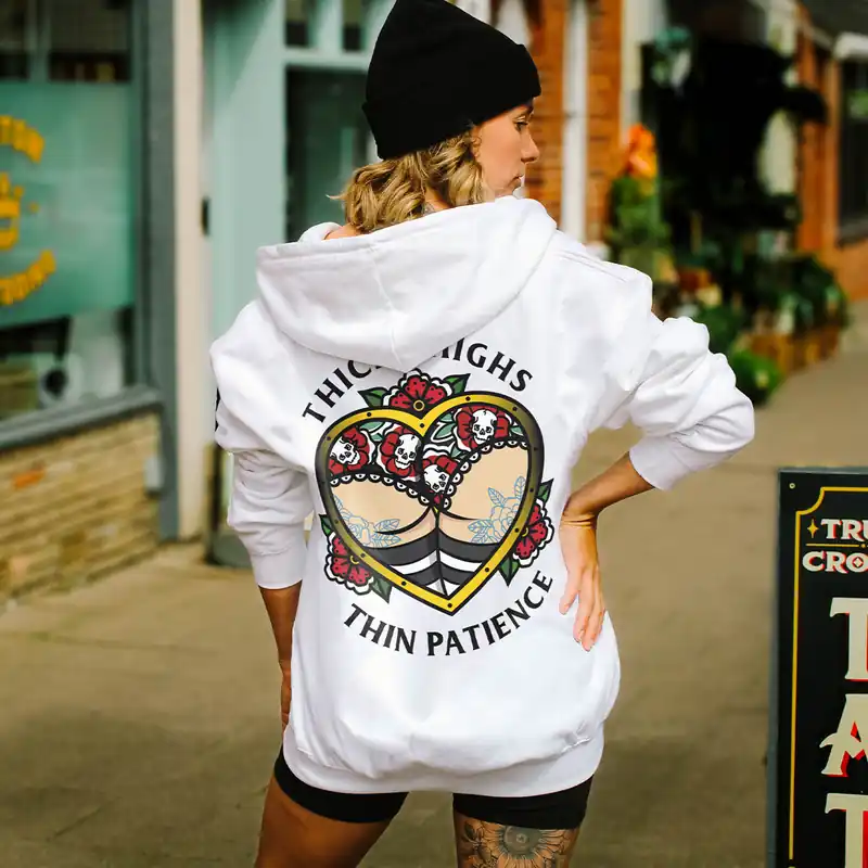 Thick Thighs Thin Patience Zip-Up Hoodie (Unisex)