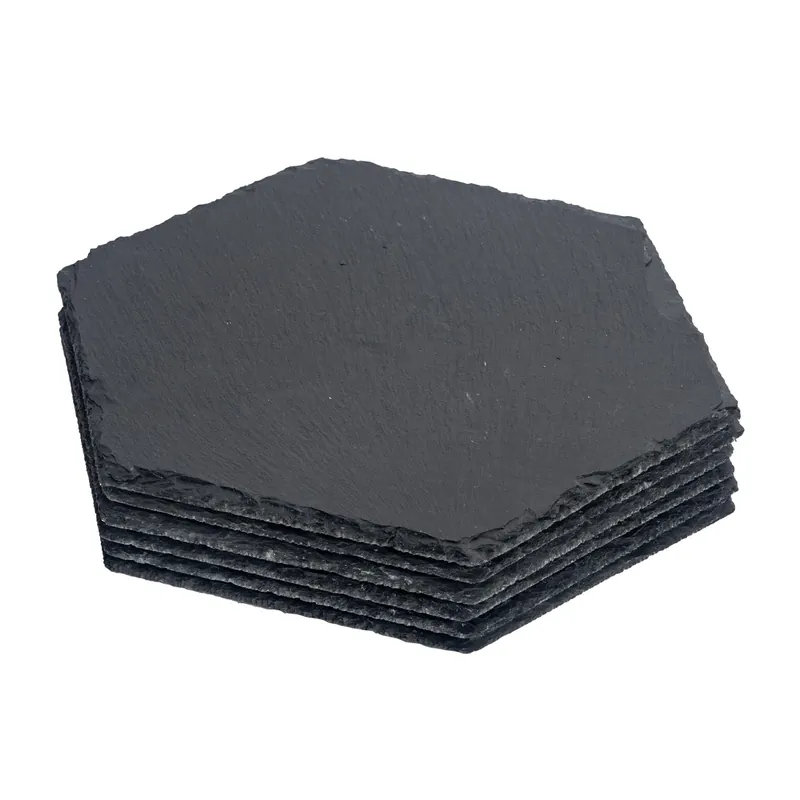 Hexagonal Slate Placemats - Set of 6 Stone Serving Dining Table Mats