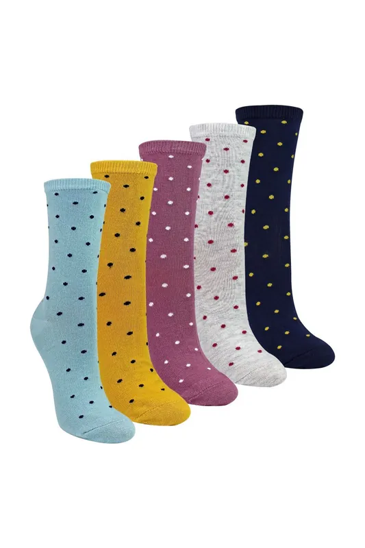 5 Pairs Multi Spot Socks - Soft Cotton Rich Polka Dot Everyday Socks