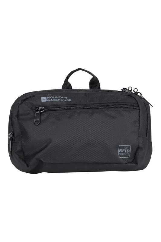 RFID Travel Fanny Pack Adjustable Belt Waist Pack Lockable - Mountain Warehouse