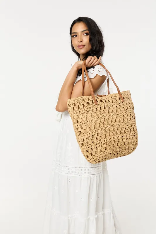 Open Weave Beach Tote Bag - Liquorish